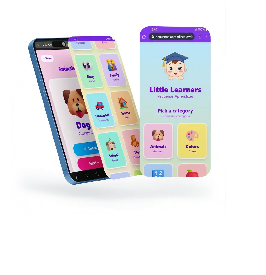 Telas do app Little Learners